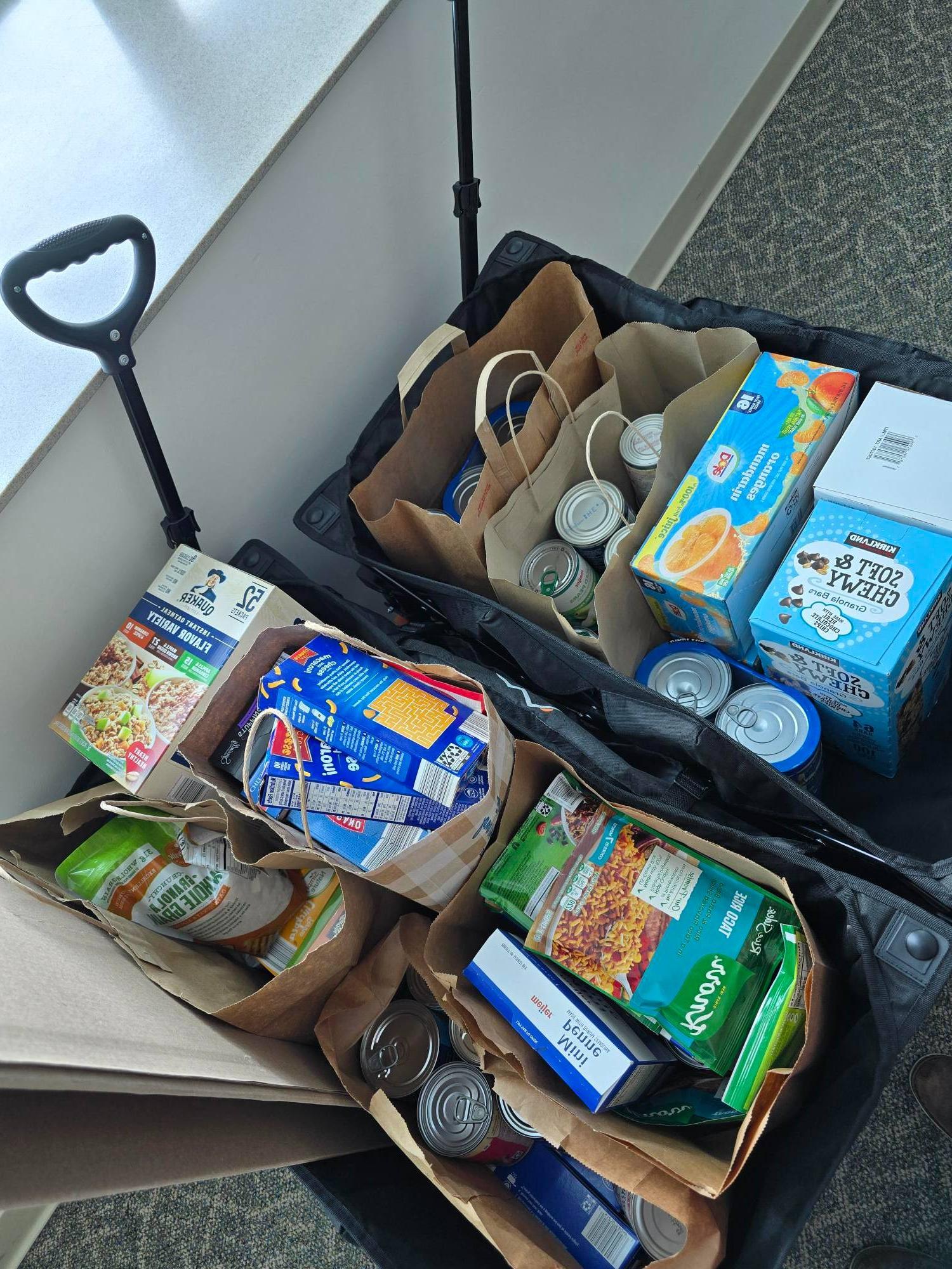 Full wagons of donated food items